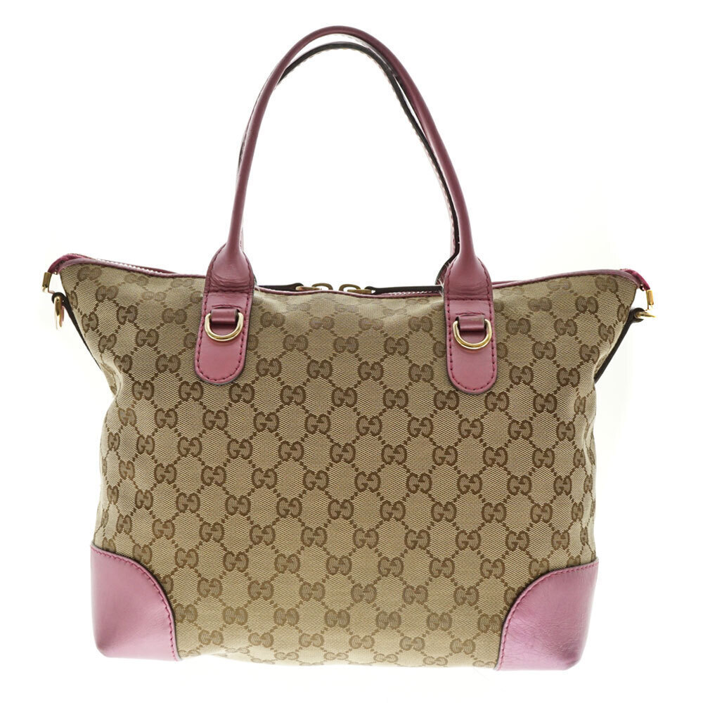 Gucci Charm GG Brown Handbag Pink Canvas Bag Beige Heart Strap Shoulder